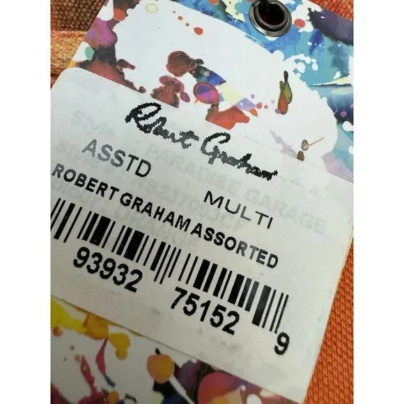 NWT Robert Graham PARADISE GARAGE S/S Zip Polo Shirt‎ Orange Medium  $138 - Picture 7 of 10